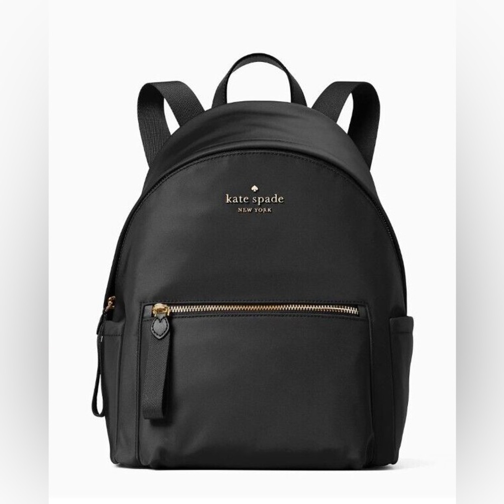 Kate Spade Black Dome Backpack with Gold Accents - Like New